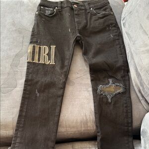 AMIRI Black Distressed Skinny Jeans